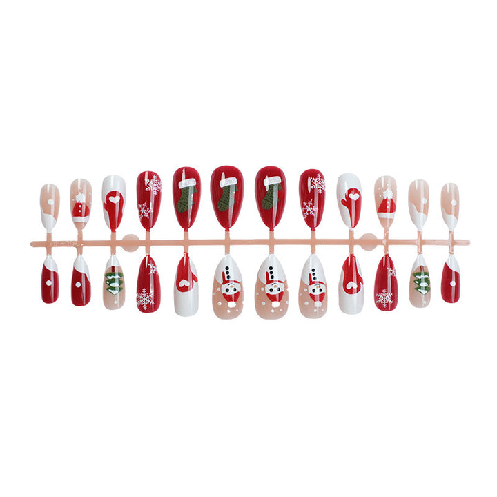 Festive Winter-Themed Press-On Nail Art Set Stornfield