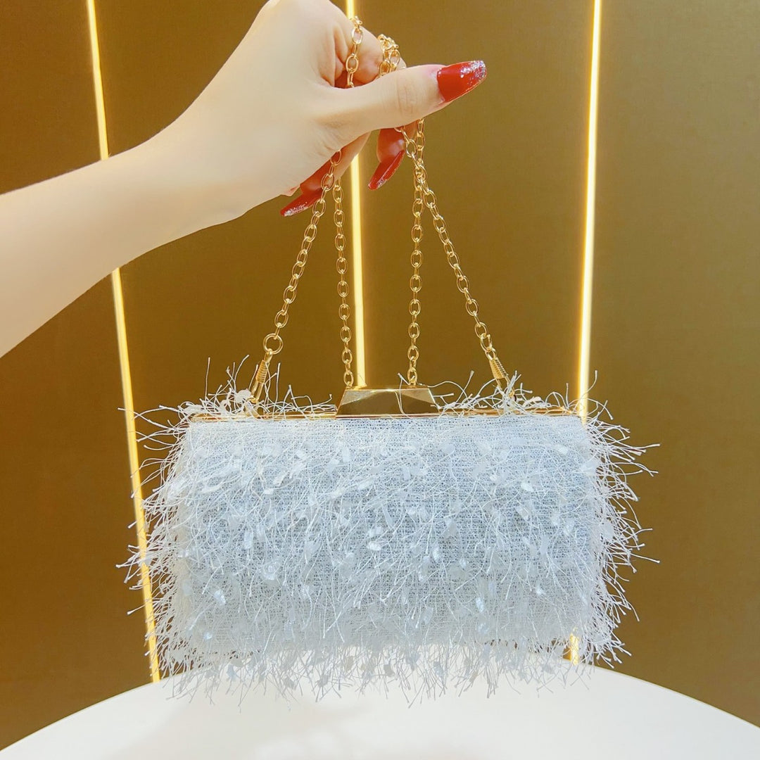 Textured Fringed Evening Purse