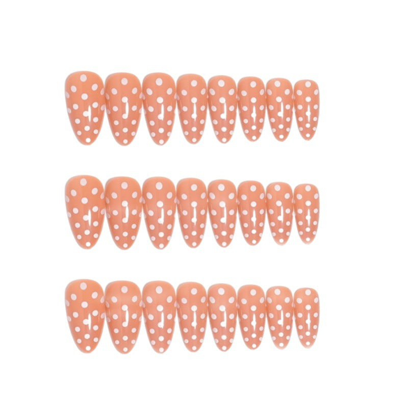 Artistic Press-On Nail Set with Polka Dot Design Stornfield