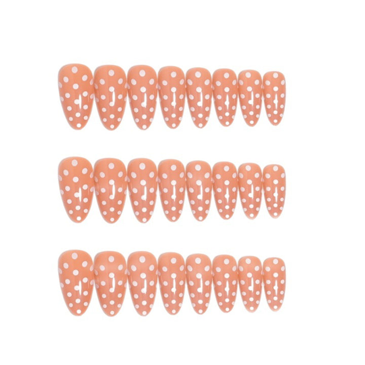 Artistic Press-On Nail Set with Polka Dot Design Stornfield