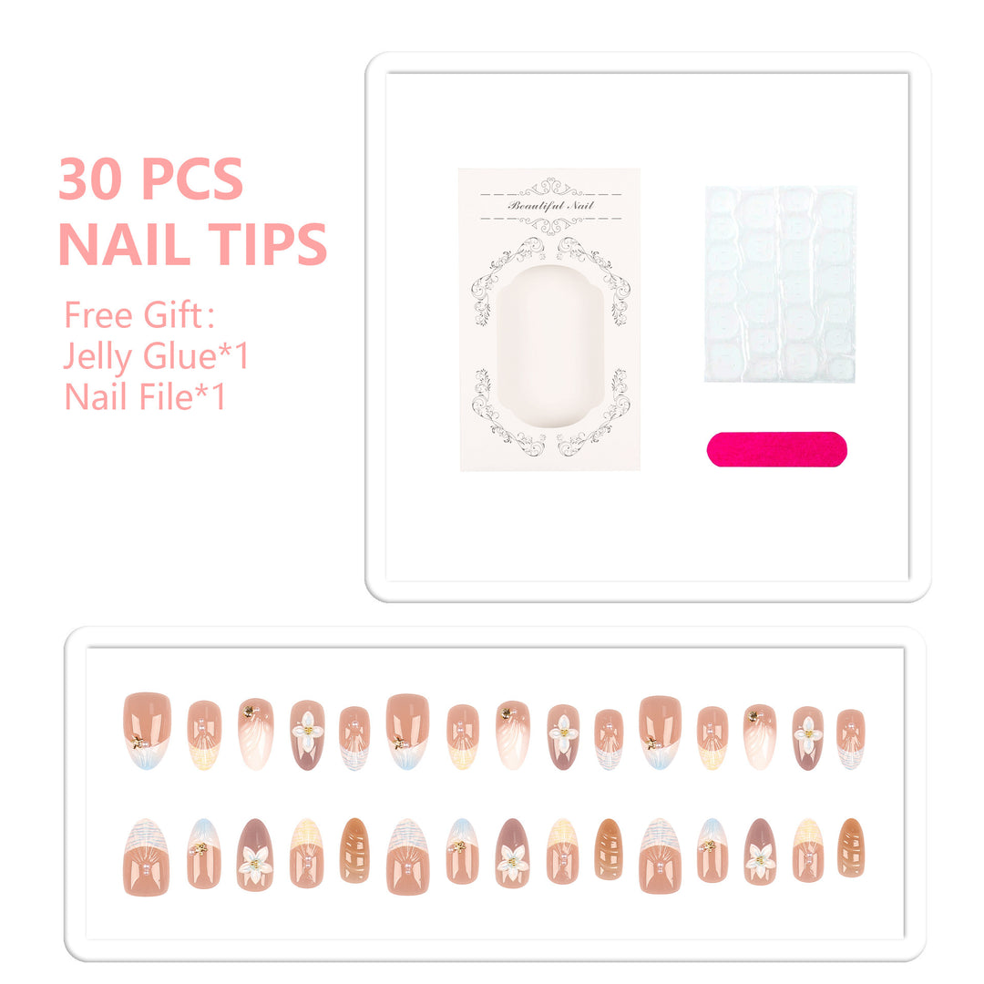 Decorative Floral Press-On Nail Art Set