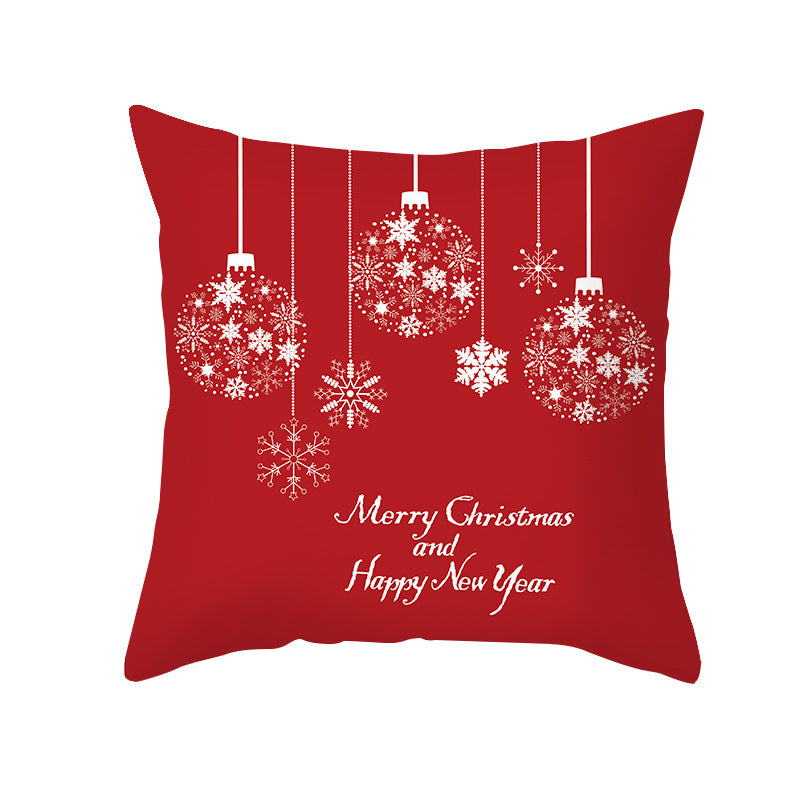 Decorative Holiday Throw Pillow Cover with Script Greeting and Antler Motif