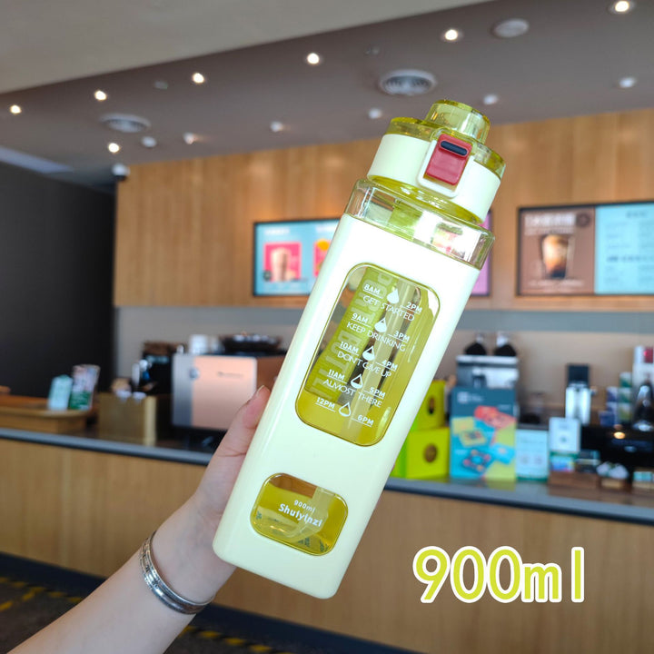 Women's water bottle with integrated time markers and straw Stornfield