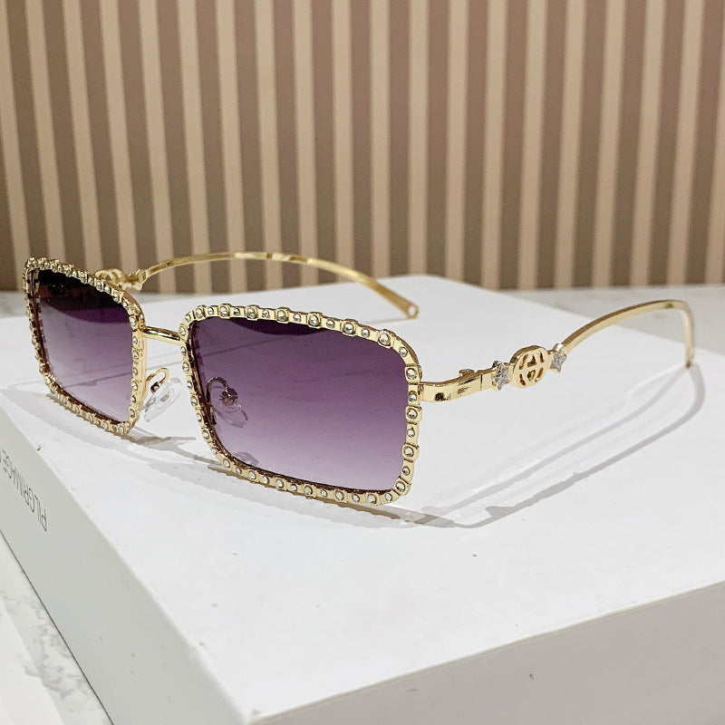 Women's elegant square sunglasses with luxurious rhinestone frame Stornfield