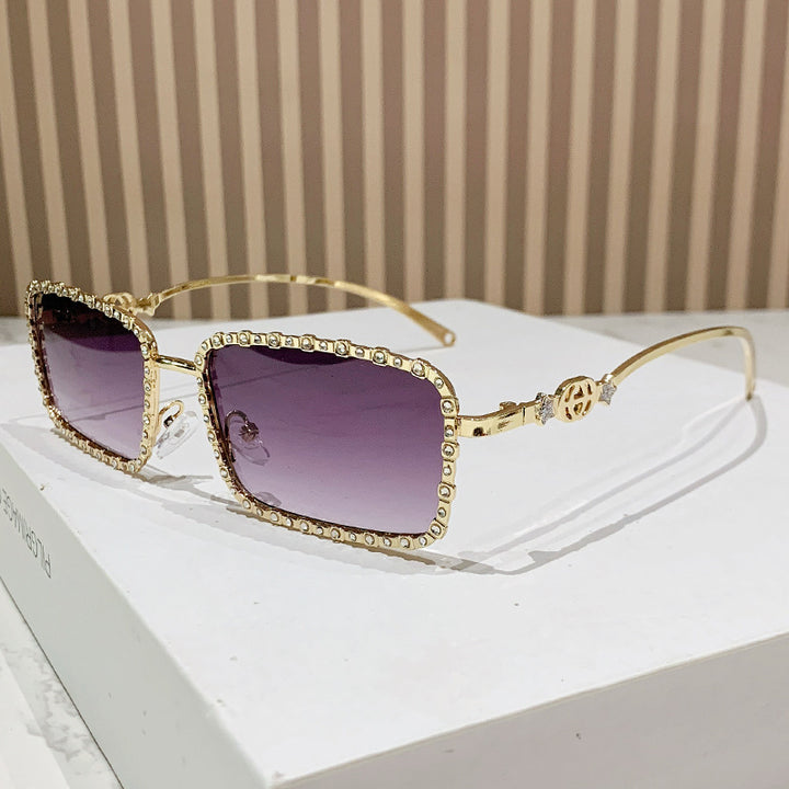 Women's elegant square sunglasses with luxurious rhinestone frame Stornfield