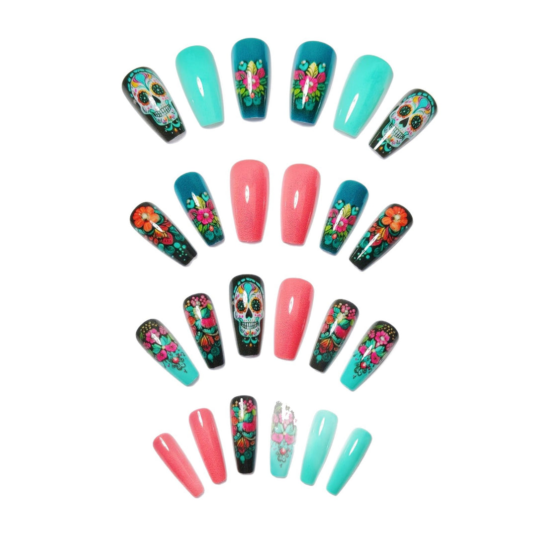 Artificial nails with festive skull design Stornfield