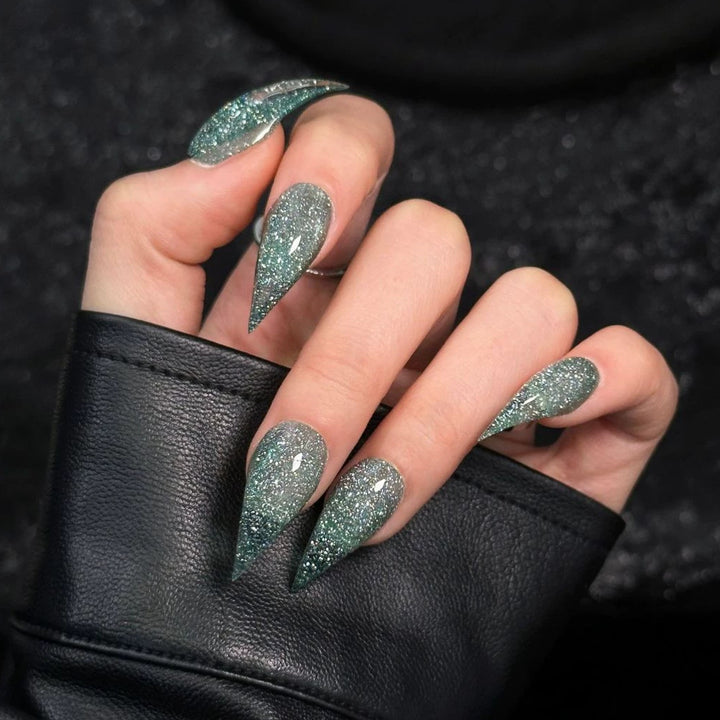 Stiletto Press-On Nail Enhancements with Gem Accents