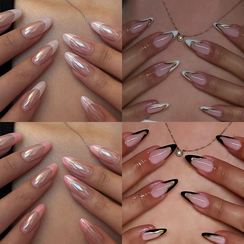 Artificial nail set with glamorous 3D flower appliqués and elegant color gradients Stornfield