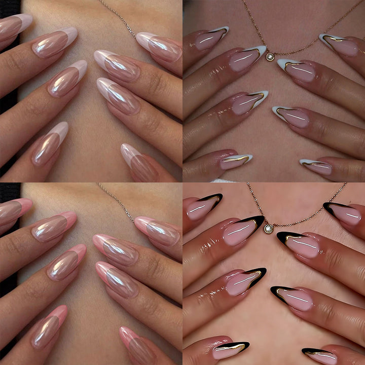 Artificial nail set with glamorous 3D flower appliqués and elegant color gradients Stornfield