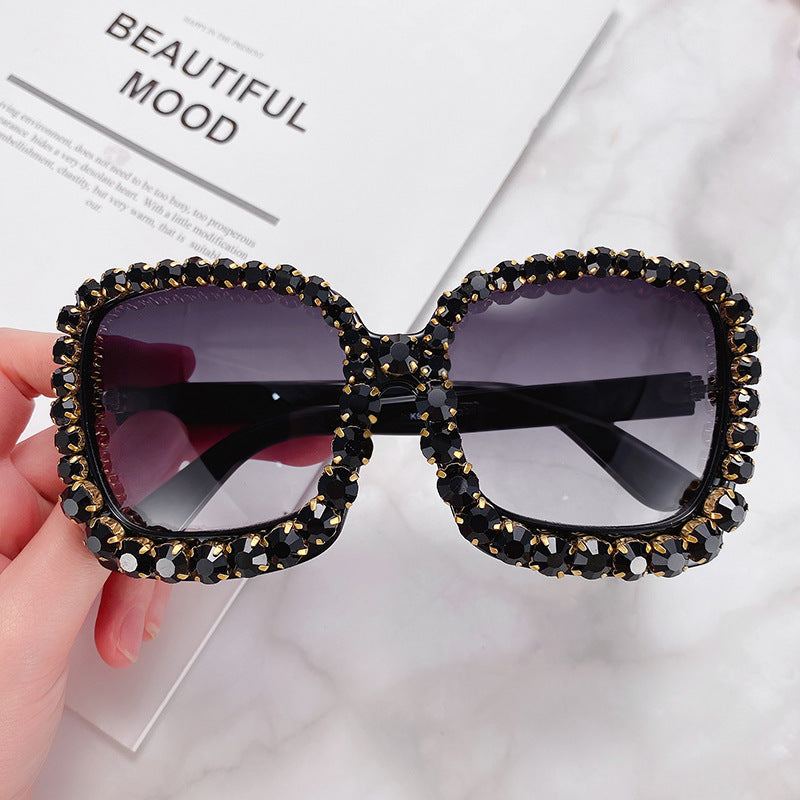 Glamorous Rhinestone-Embellished Oversized Sunglasses Stornfield