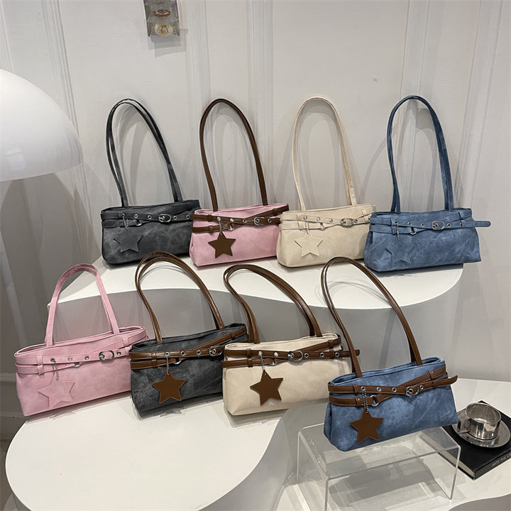 Stylish Faux Suede Handheld Tote Bag