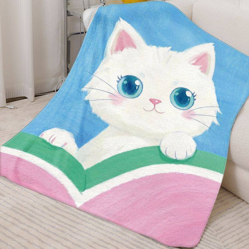 Cute Cat-Themed Fleece Blanket