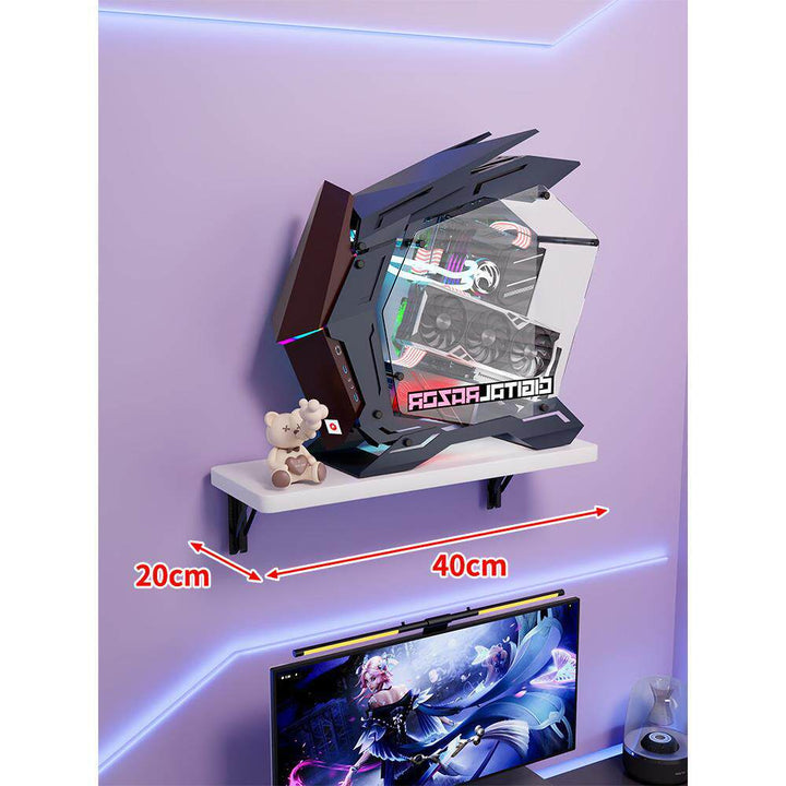 Wall-Mount Floating Shelf for Mid-Tower Gaming PC with Reinforced Brackets
