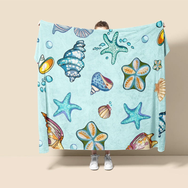 Decorative Ocean-Themed Throw Blanket