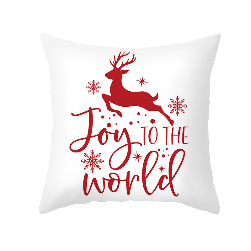 Decorative Holiday Throw Pillow Cover with Script Greeting and Antler Motif