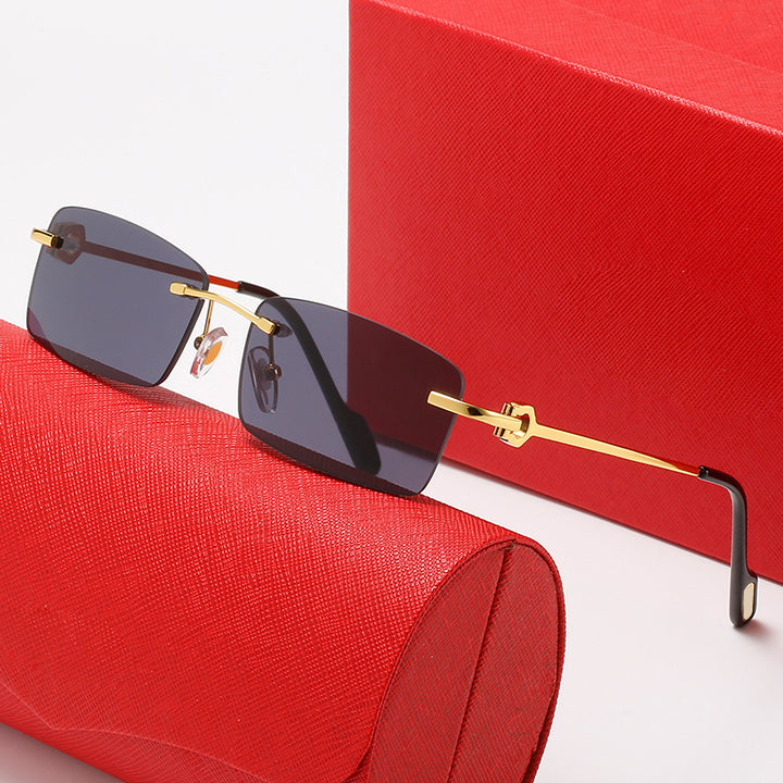 Women rectangular designer sunglasses with elegant metal frame Stornfield