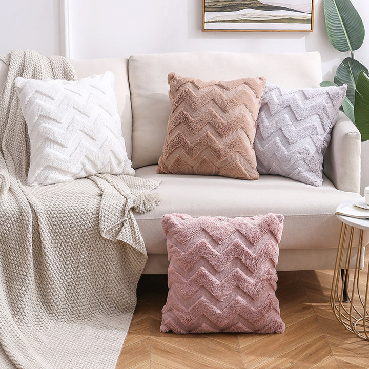 Plush Chevron Textured Decorative Throw Pillow