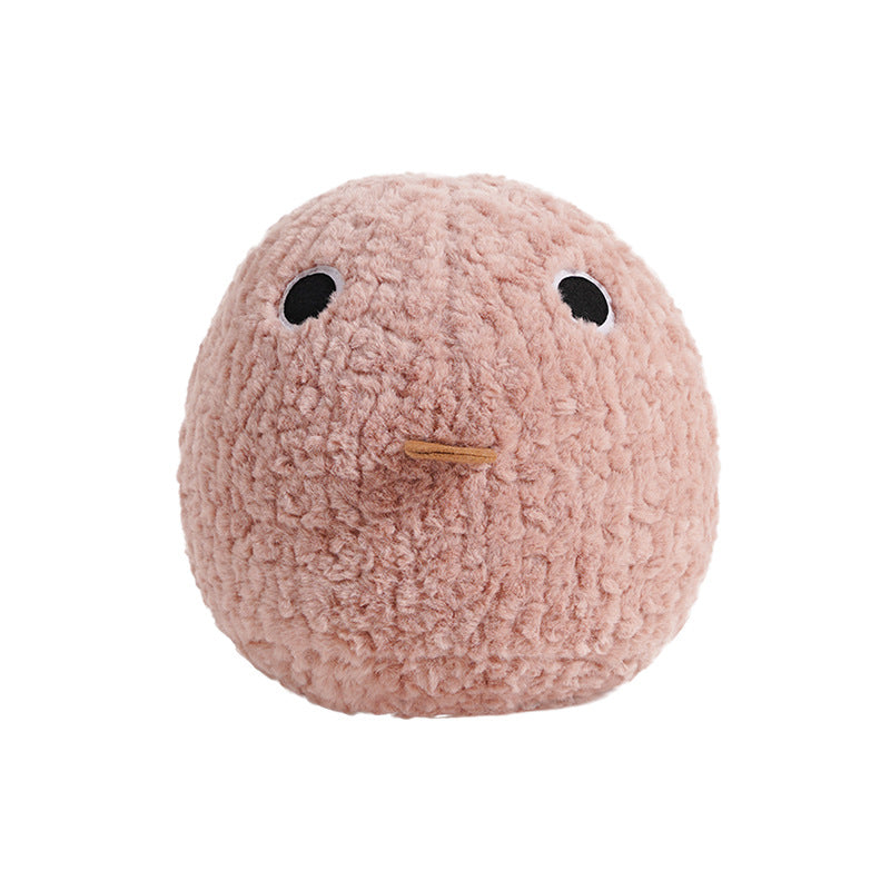 Round plush floor seat cushion with face application and shape-stable filling