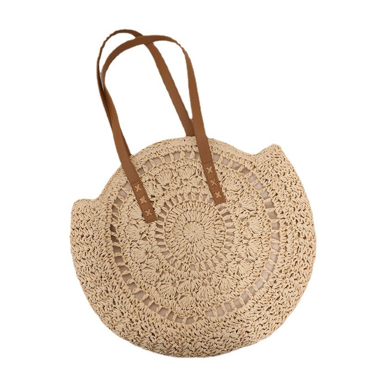 Handmade macrame tote bag with leather handles Stornfield