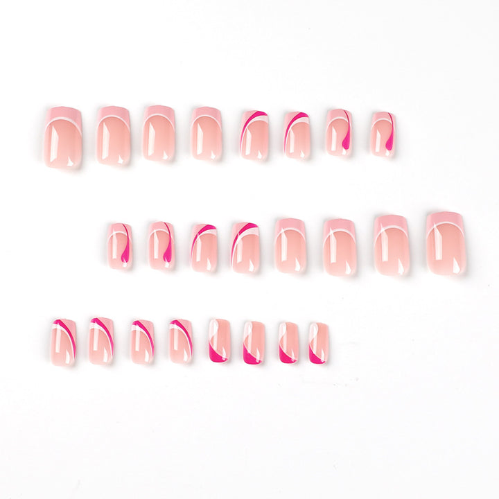 Acrylic nail extensions with elegant gradient and curved accents Stornfield