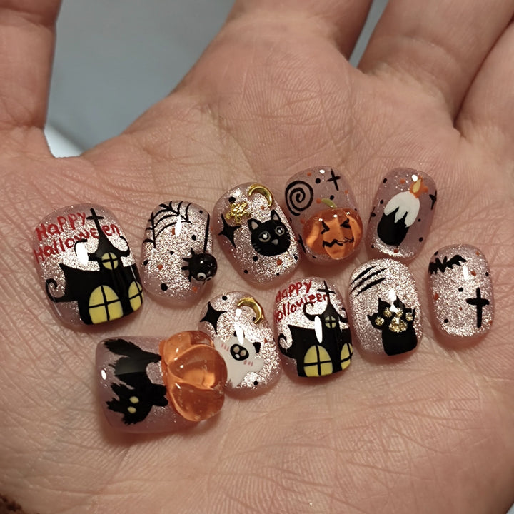 Creative Halloween-Themed Press-On Nail Art Set Stornfield