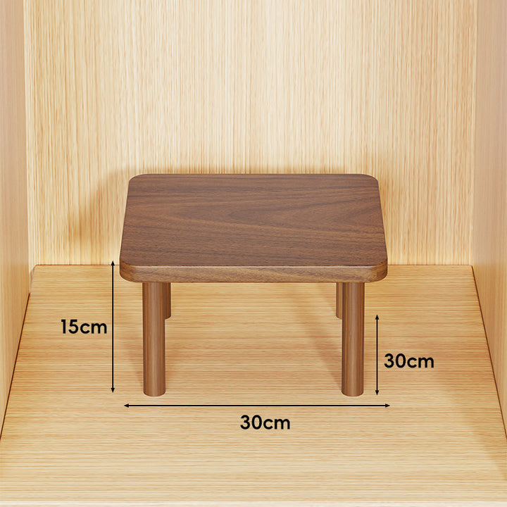 Height-Adjustable Rectangular Wooden Riser Table with Detachable Round Legs
