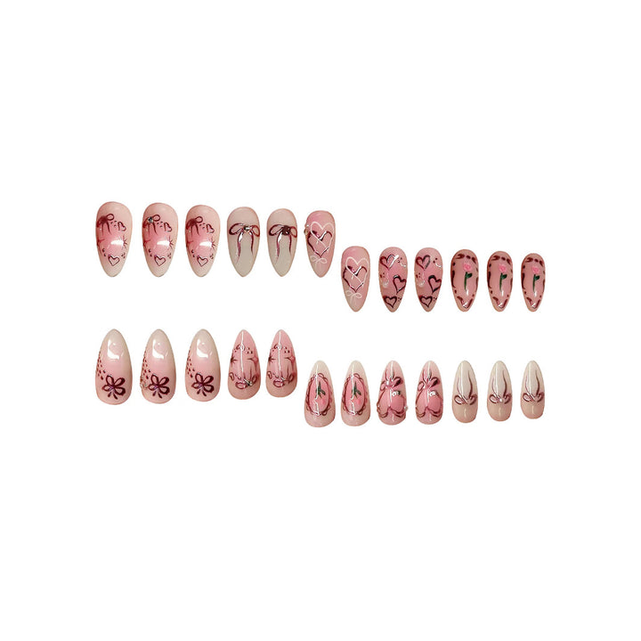 Decorative Heart-Themed Press-On Nail Art Stornfield
