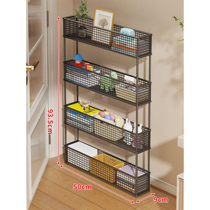 Slim Vertical Mesh Basket Organizer Rack for Narrow Spaces