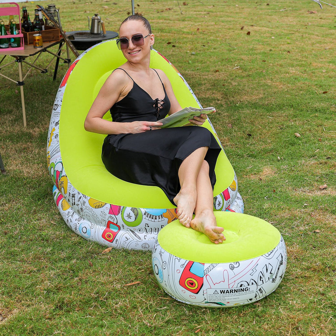 Women Inflatable Comfort Bean Bag Chair with Footrest Stornfield