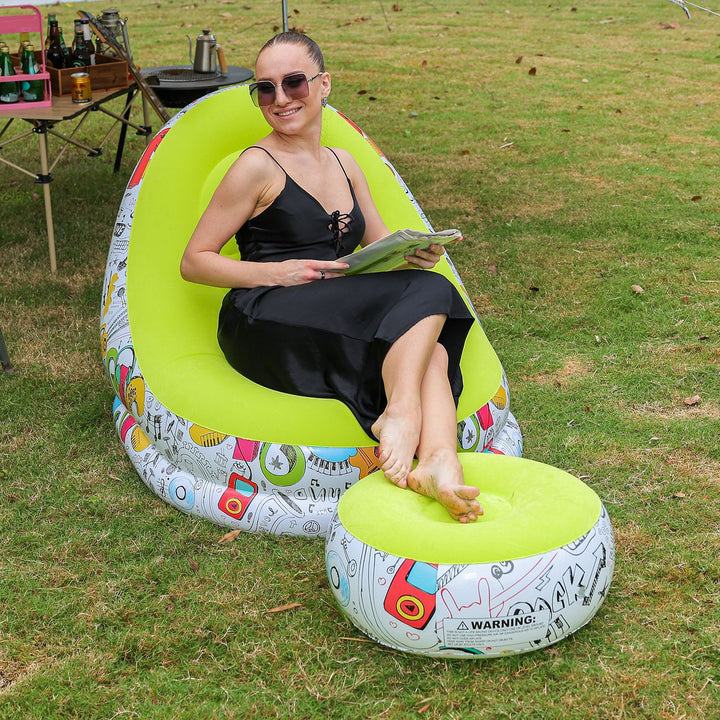 Women Inflatable Comfort Bean Bag Chair with Footrest Stornfield
