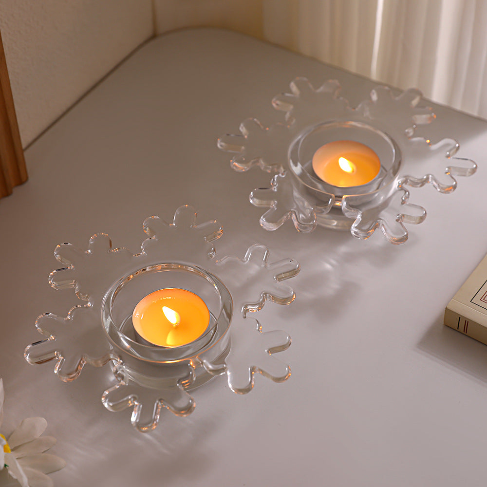 Snowflake-Shaped Glass Tealight Candle Holder Stornfield