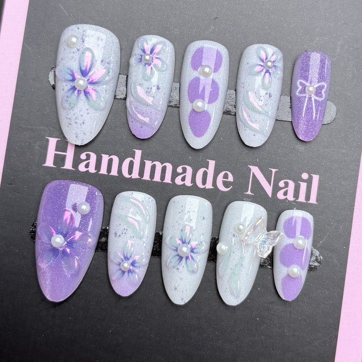 Floral-Themed Press-On Nail Art Collection