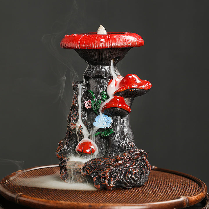 Artistic Mushroom-Themed Incense Waterfall