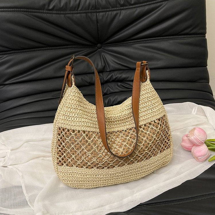 Hand-knotted shoulder bag with leather accents Stornfield