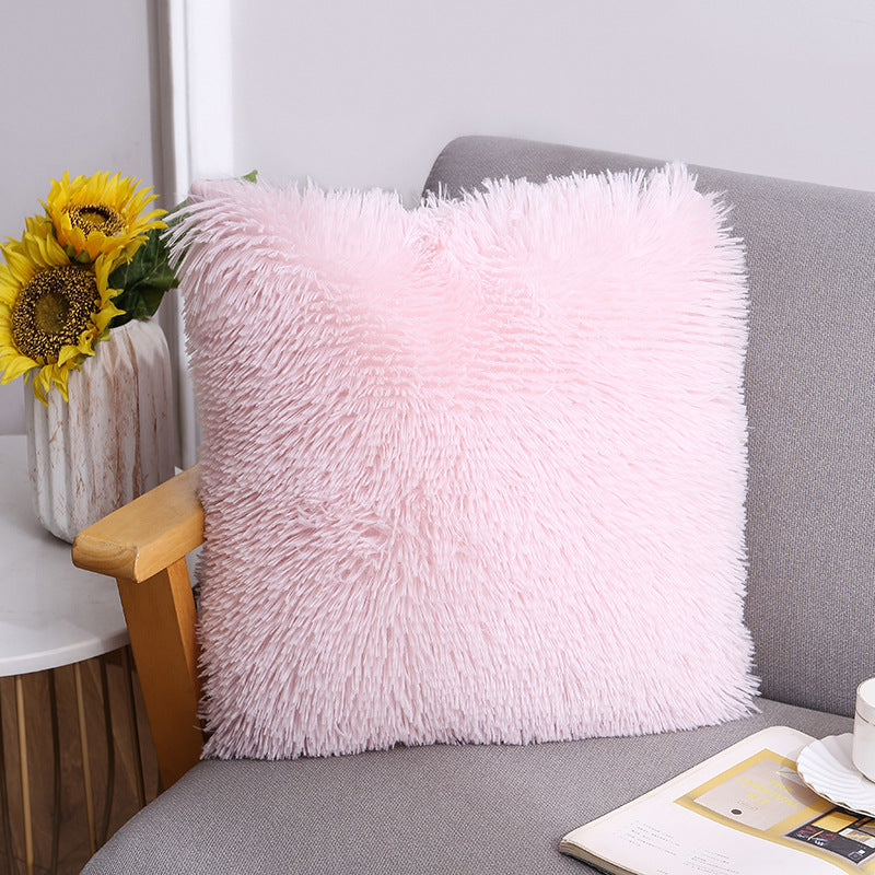 Plush Faux Fur Square Decorative Pillow Cover with Hidden Zipper and Long Pile