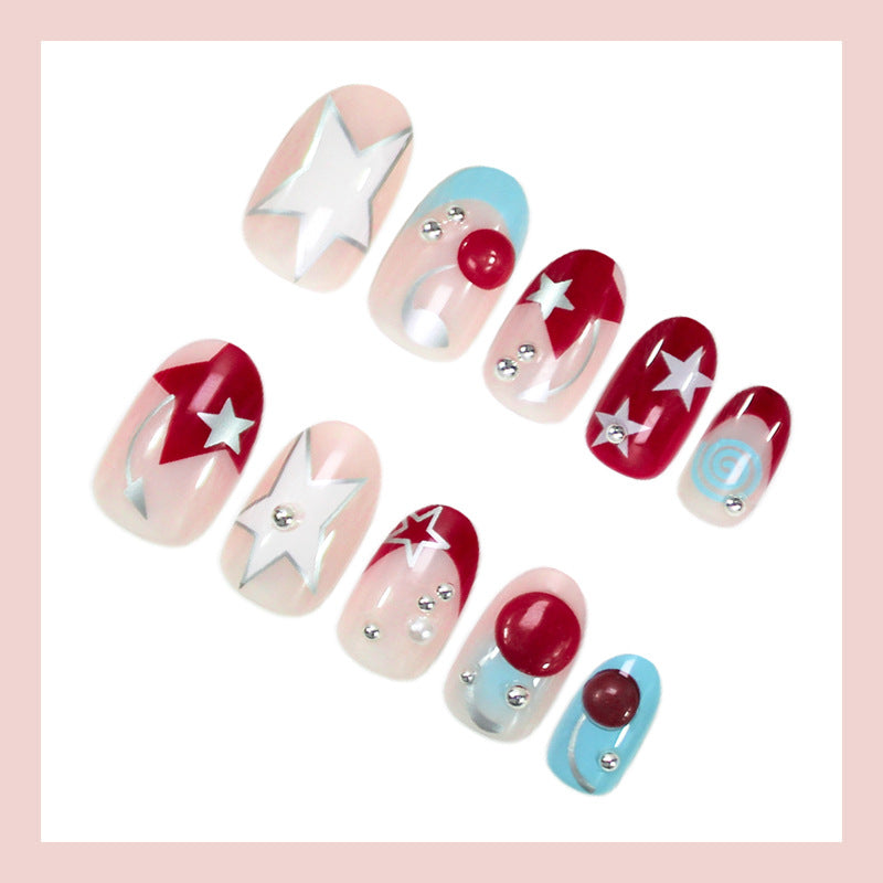 Acrylic nail set with stylish star and fruit motifs Stornfield