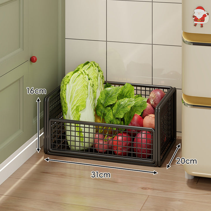 Two-Tier Metal Mesh Pantry and Countertop Produce Storage Rack with Deep Ventilated Baskets