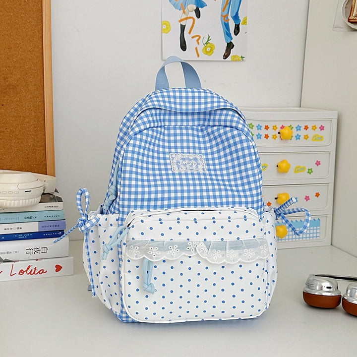Stylish Gingham Pattern Backpack Stornfield