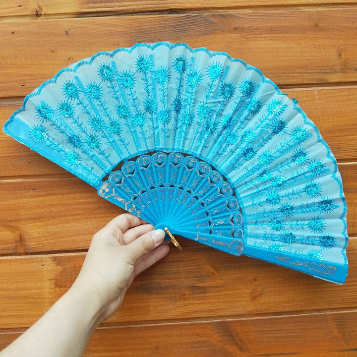 Women's high-quality lace fan with artistic floral motifs Stornfield