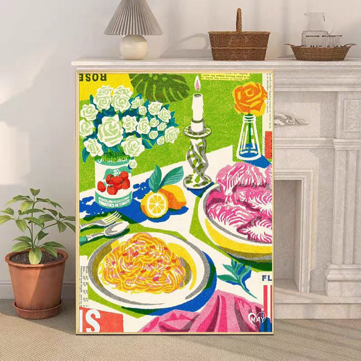 Retro-Inspired Still Life Canvas Art Print Stornfield