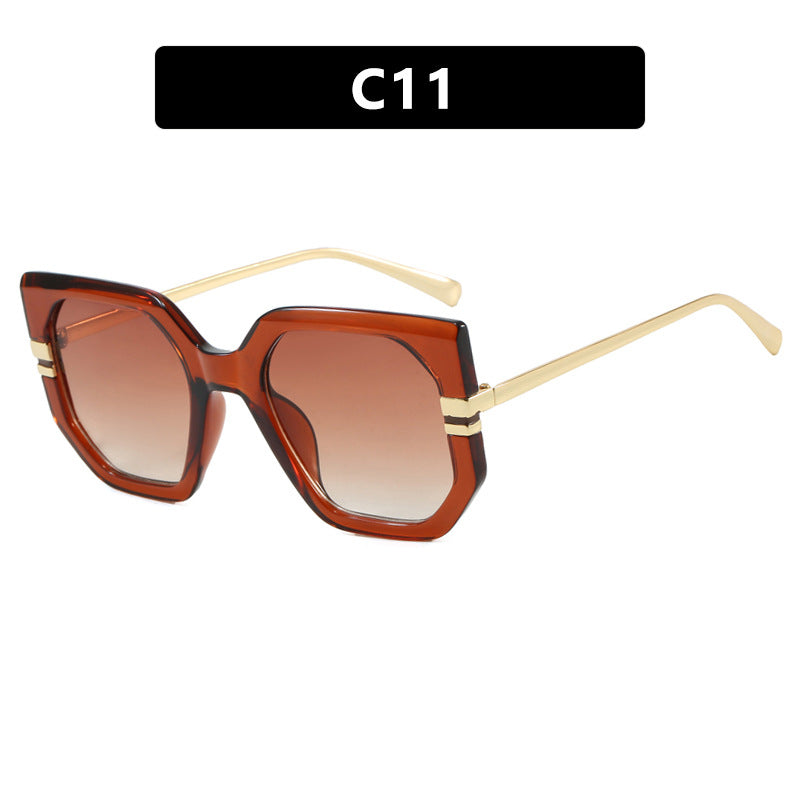 Women's geometric sunglasses with luxurious gold frame and polarized lenses Stornfield