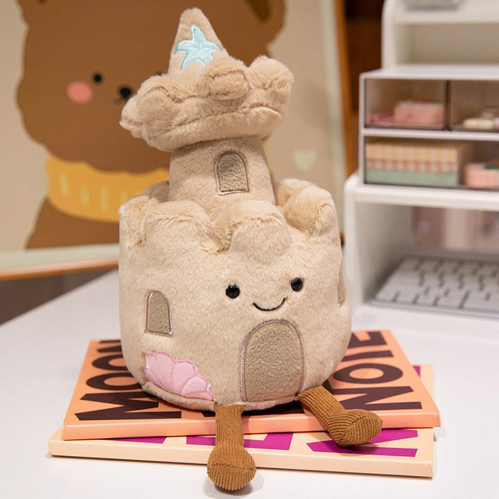 Round Donut-Shaped Plush Decorative Pillow Toy with Embroidered Face & Metallic Crown Stornfield