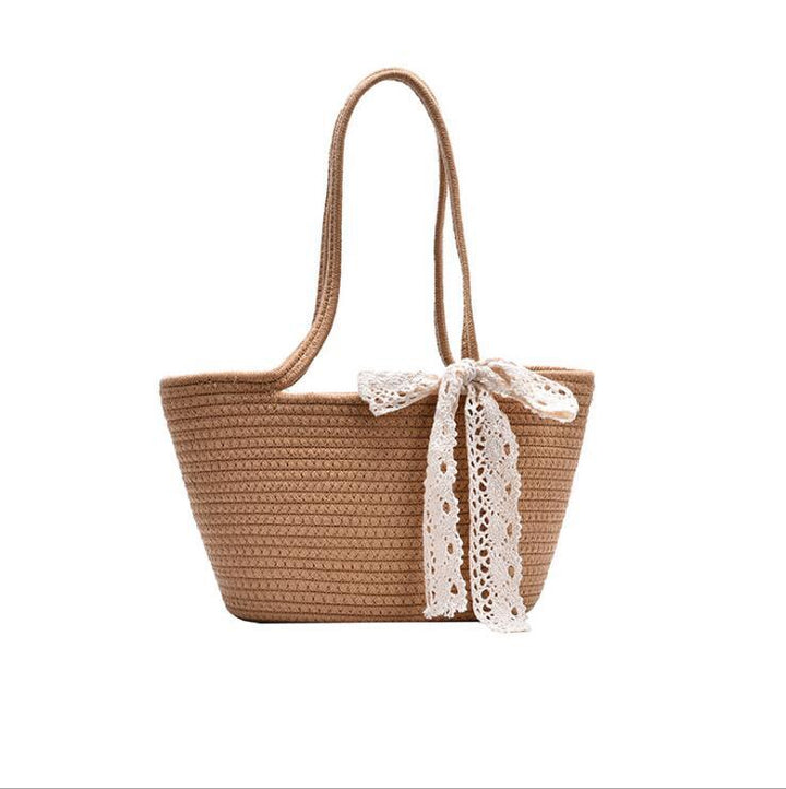 Handcrafted straw bag with lace accent Stornfield
