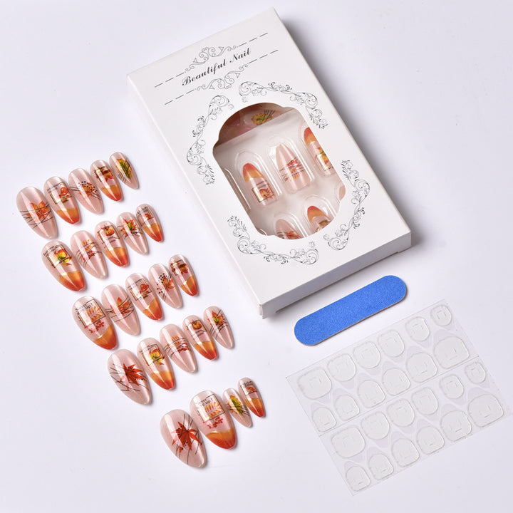 Autumn-Themed Press-On Nail Art Set