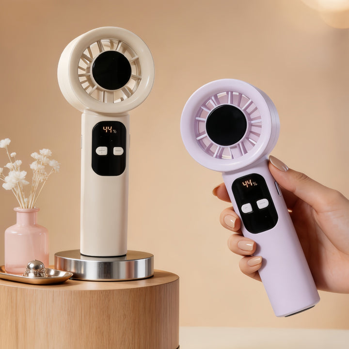 Ladies Portable Hand Fan with LCD Display and USB Connection Stornfield