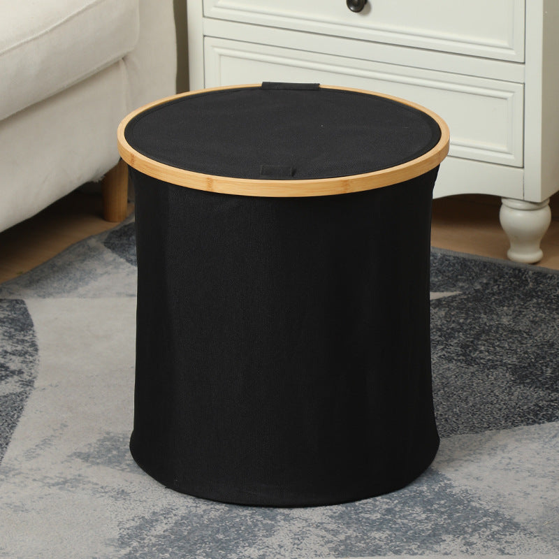 Practical laundry container with bamboo lid Stornfield