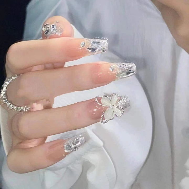 Glamorous Floral Acrylic Nail Art Extensions Stornfield