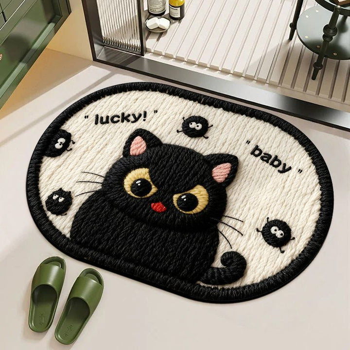Playful Cat-Themed Bath Mat