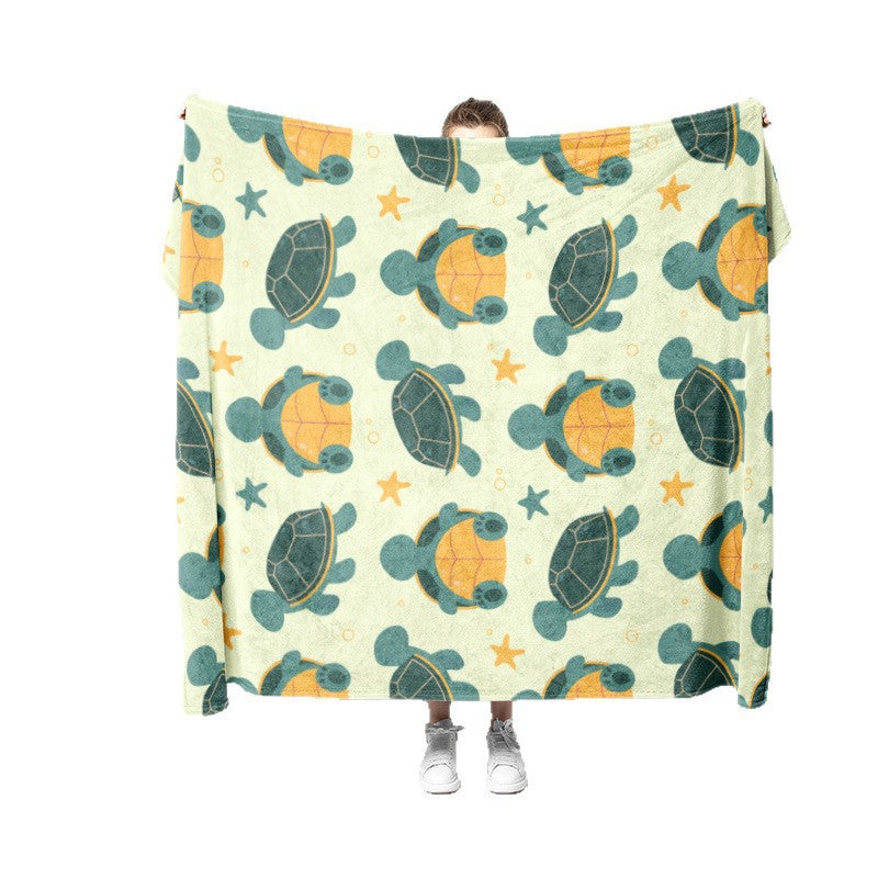 Plush Turtle-Themed Throw Blanket