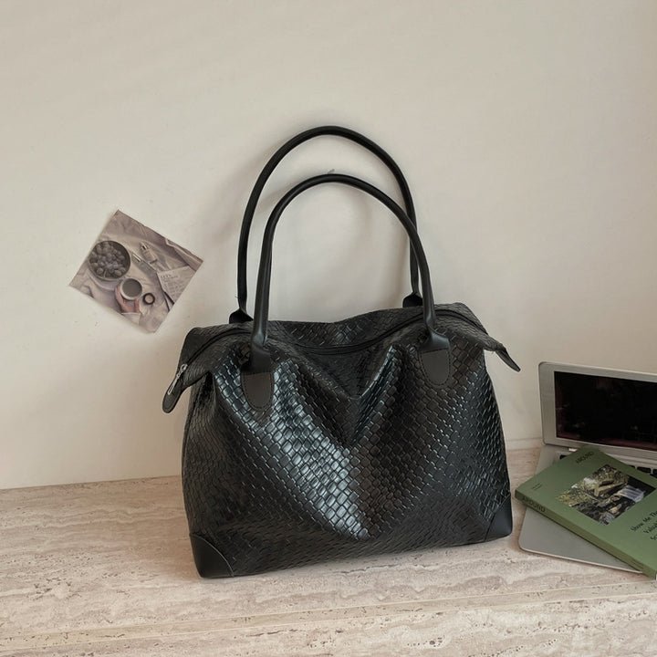 Woven Leather Travel Handbag